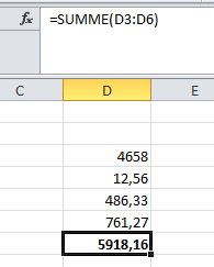 Summenfunktion von Excel